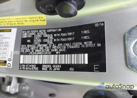 2016 Toyota 4Runner Sr5 из США, поврежденный, VIN JTEZU5JR4G5124142